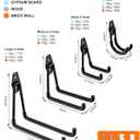 QcoQce 12 Pack Garage Hooks Heavy Duty, Wall Mount Utility Hooks with Extension Cord Straps, Anti-Slip Coating for Bike, Ladder, Hose, Garage Organization, Includes Screws (Black)