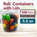 Reli. 5.5 oz Condiment Containers with Lids (100 sets) | Ideal for Sauce, Souffle, Samples, Jello Shot Cups | Disposable, BPA-Free Plastic | Small Containers 5.5oz, Bulk