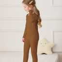 Resinta 2-Piece Unisex Baby Toddler Crew Long Sleeve Legging Set Boys Girls Soft Viscose Ribbed Pants for Daily Life, Size: 2T (Brown)