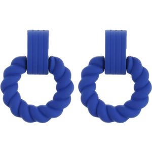 Rectangle Earrings for Women, Acrylic Square Earrings Twisted Geometric Statement Jewelry (Royal Blue Round)