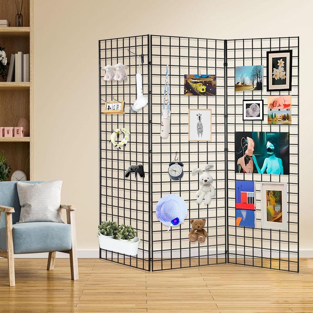 Commercial Grade Gridwall Panels Z Unit Includes Three 2' X 6' Panels Black Finish Works with All Grid Fixtures and Accessories, 36 inches x 36 inches x 49 inches