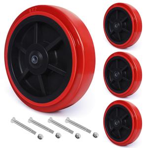 8 Inch Industrial Casters Set of 4, Polyurethane on Polyolefin Core Wheel with Double Roller Bearing- Solid Polyurethane Wheel with 6000 lbs Capacity, Use for Handling, Industrial Trolleys