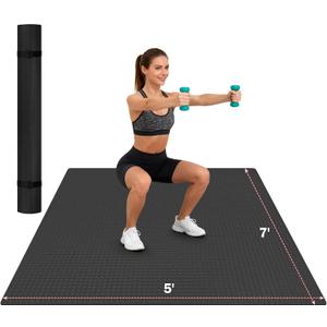 Stepwaver Extra Large Exercise Mat, 6'x4'/7'x5' /8'x5' (6mm) Thick Workout Mat for Home Gym & Garage Flooring, Shoe-Friendly, Non-Slip, Ultra Durable, Thick Large Workout Mats for Home Workouts