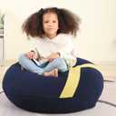 Football Bean Bag Chair for Kids, Cuddly Sherpa, 2.5 feet, Dark Blue