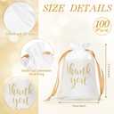 Roowest 100 Pcs Thank You Satin Gift Bags Drawstring Jewelry Candy Pouches for Wedding Bridal Shower Baby Shower Favor Drawstring Bag for Birthday Holiday Party(4 x 6 Inch,White)