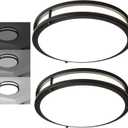 10inch Ceiling Light Fixture 2 Pack Black, 24W Led Ceiling Light Fixture 2400LM, Adjustable Brightness Flush Mount Ceiling Light for Bedroom, 5000K Daylight White, ETL Listed, Easy to Install