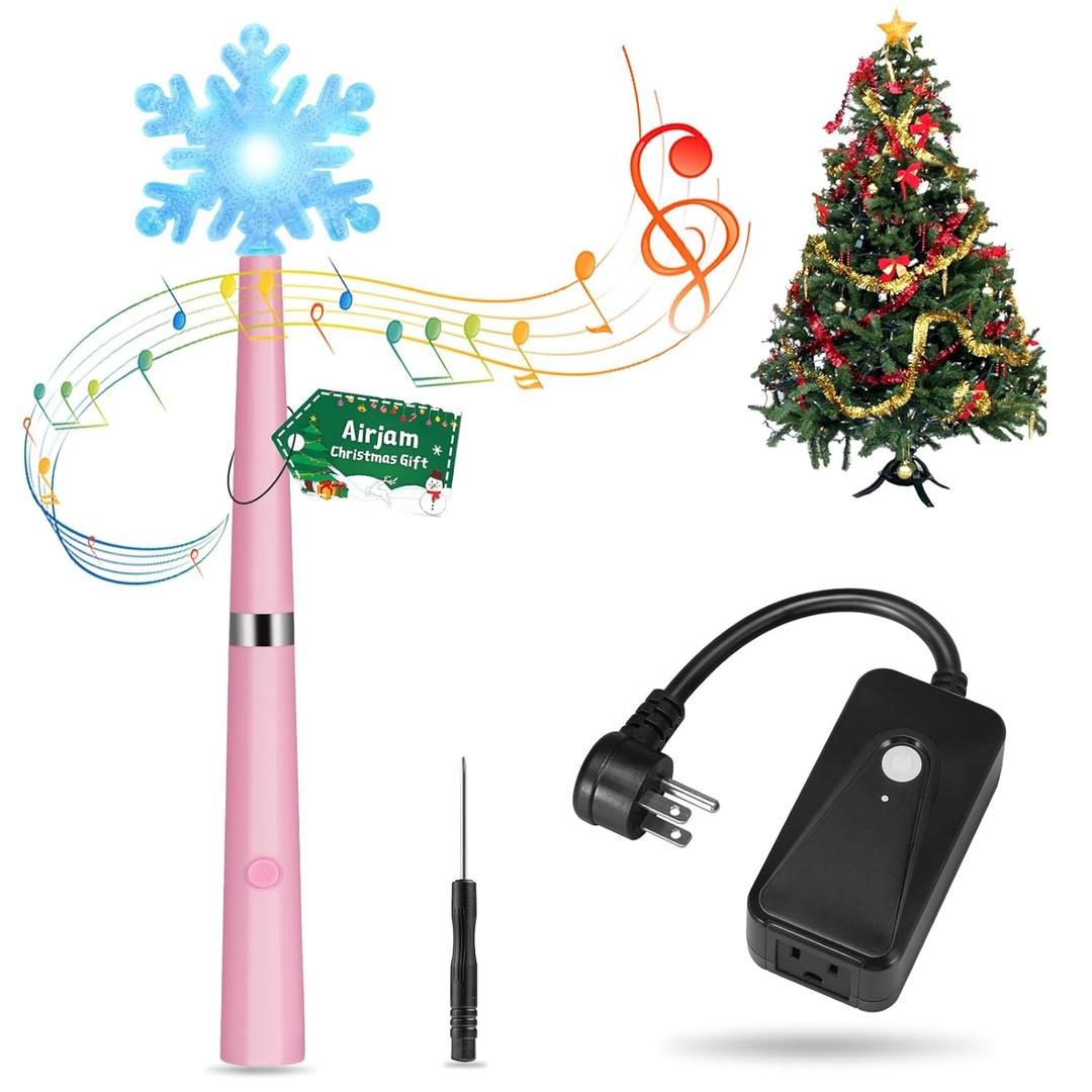 Wireless Remote Control Outlet, Magic Light Wand for Christmas Tree Lights and Home Decoration Lights, Remote Light Switch with Music, Christmas Gift for Kids/Friends/Family, Pink
