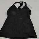 Danysu V Neck Racer Back Tank Top for Women Padded Ribbed Long Tank Fitted Basic Cami Tops (Small, Black)