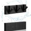 2 PackWaterproof Bathroom Hooks for TowelsFold Down Towel Hook BlackTowel Hooks for Bathroom Wall MountedCoat HooksFree PerforatedDoor Robe HooksBathroom Towel HooksAlso for BalconyKitchen.