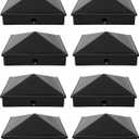 Nominal 4.5" x4.5" Plastic Pyramid Vinyl Fence Post Cap with Pre-Drilled Hole Black or White Multiple Quantities (8, Black)