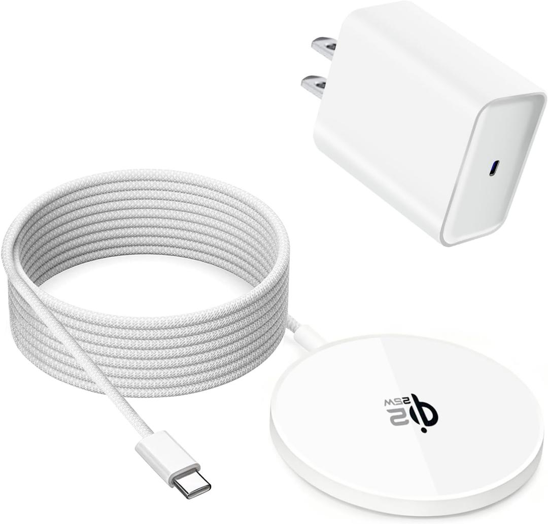 25W Mag Safe Charger 10FT,Qi2.2 Qi2 iPhone 16 Magnetic Wireless Fast Charger Wireless Mag Safe Fast Charging Pad with 35W USB C Brick Block for iPhone Air 17 16 15 14 13 12Pro Max Plus,AirPods Pro 2/3