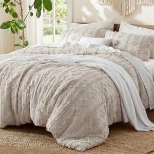 Bedsure Tufted Boho Comforter Set King, Bedroom Decor Bedding Set Linen