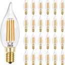 Hizashi E12 LED Bulb 40W Equivalent Candelabra Bulbs Dimmable 2700K Warm White, 90+ CRI Chandelier Light Bulbs, 4W 450LM Flame Tip CA10 Candle Light Bulbs, UL Listed - 24 Pack