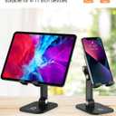 OCYCLONE Phone Stand, Adjustable Height and Angle Foldable Cell Phone Stand Holder for Desk, Taller iPhone Stand Compatible with 4.7"-13" Smartphones iPad Tablet, Black