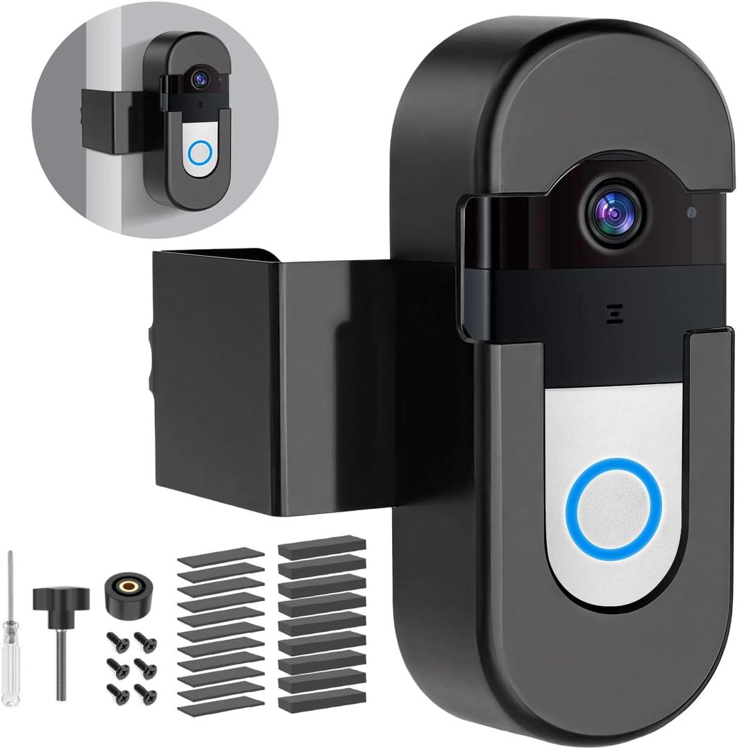 Anti-Theft Video Ring Doorbell Mount, Compatible with Video Doorbell, No Drill Adjustable Mounting Bracket Holder for Wireless Doorbells in Apartments, Enhanced Protection Ring Camera Mount Bracket