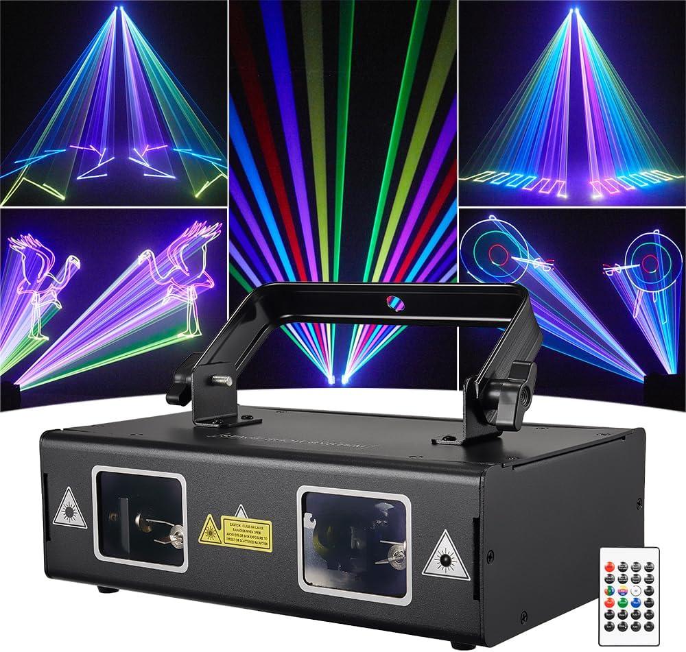 Animation Laser Light DJ Light, WorldLite Stage Party Lazer 3D RGB Full Color with DMX512, Music Sound & Remote, Great for Club Party Disco Lights Bar Wedding DJ Stage Lighting