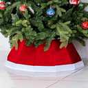 Blissun Fabric Christmas Tree Collar & Skirt - Willow Tree Decorations (Red & White)