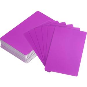 uxcell 100Pcs Blank Metal Business Cards 86 x 54 x 0.45mm Aluminum Sheet Name Card for Laser Engraving DIY Cards, Purple