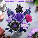 Purple Rose Building Blocks Set for Kids, 701PCS Flower Bouquet Toy, Gothic Style Halloween Decor, DIY Artificial Plant Ornament, Ideal Gifts for Girls Women, Valentine's Day, Birthday, Mother's Day