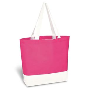 Laminated Pink & White Non-Woven Tote Bag, 5 Pack