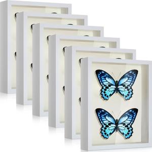 Tuanse 6 Pieces Shadow Box Picture Frame Square Shadow Boxes Display Cases for Sports Memorabilia Wedding Memories Crafts Pins Awards Medals Tickets and Photos(White,5 x 7 Inch)