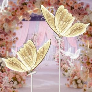 2 Sets 2 Sets Butterfly LED Floor Lamp for Wedding Decor 23.6 Inches Creative Hanging Butterfly Ceiling Light Romantic Bridal Party Spring Wedding Decoration (Gold)