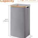 Lifewit 100L Laundry Basket with Lid, Clothes Hampers for Laundry with Bamboo Handles and A Removable Bag, Large Foldable Laundry Hamper for Bedroom, Bathroom, Dorm, Laundry Room, Gray