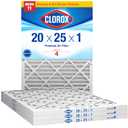 Clorox 20x25x1 Air Filter, MERV 11 Pleated HVAC AC Furnace Air Filters, MPR 1000 & FPR 7  Pack of 4