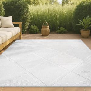 JONATHAN Y Diamond Trellis Indoor Outdoor Area Rug 3X5 Ivory, Salines for Backyard, Patio, Porch, Easy-Cleaning, High Traffic, Pet-Friendly, Non-Shedding (IBZ101D-3)