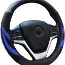 Alusbell Microfiber Leather Steering Wheel Cover Breathable Auto Car Steering Wheel Cover for Men and Women Universal 15 Inches (Blue)