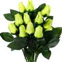 Suhine 12 Pcs Artificial Tennis Rose Flowers Sports Party Favors Bulk for Birthday Graduation Wedding Party Decorations Table Centerpieces Mom Fans Team Coach Senior Night Gift (Tennis Color, Normal)