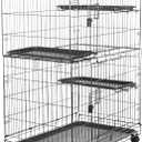 Amazon Basics Large 3-Tier Cat Cage Playpen with Easy to Clean Removable Tray, Front Doors, Portable, Foldable, 35.8" x 22.4" x 50.6", Black