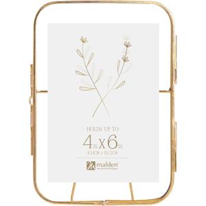 Malden International Designs 4x6 Gold Metal Hinged Floater Tabletop Picture Frame