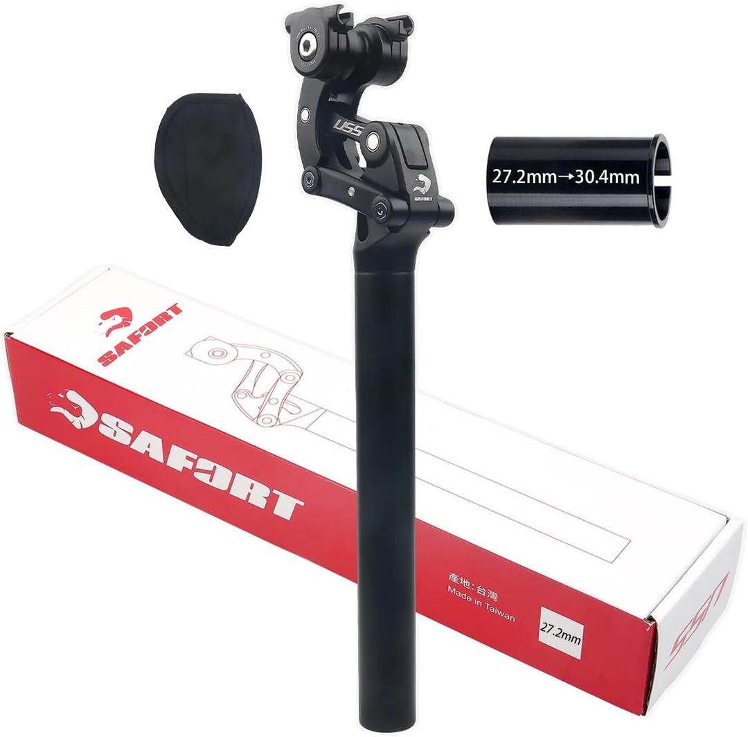 SAFORT USS SP18 Suspension Seatpost 4-Links Structure with Hard/Soft Micro Adjustment Function 27.2/28.6/30.0/30.4/30.9/31.6/33.9mm for Road, Gravel, MTB & Electric Bikes