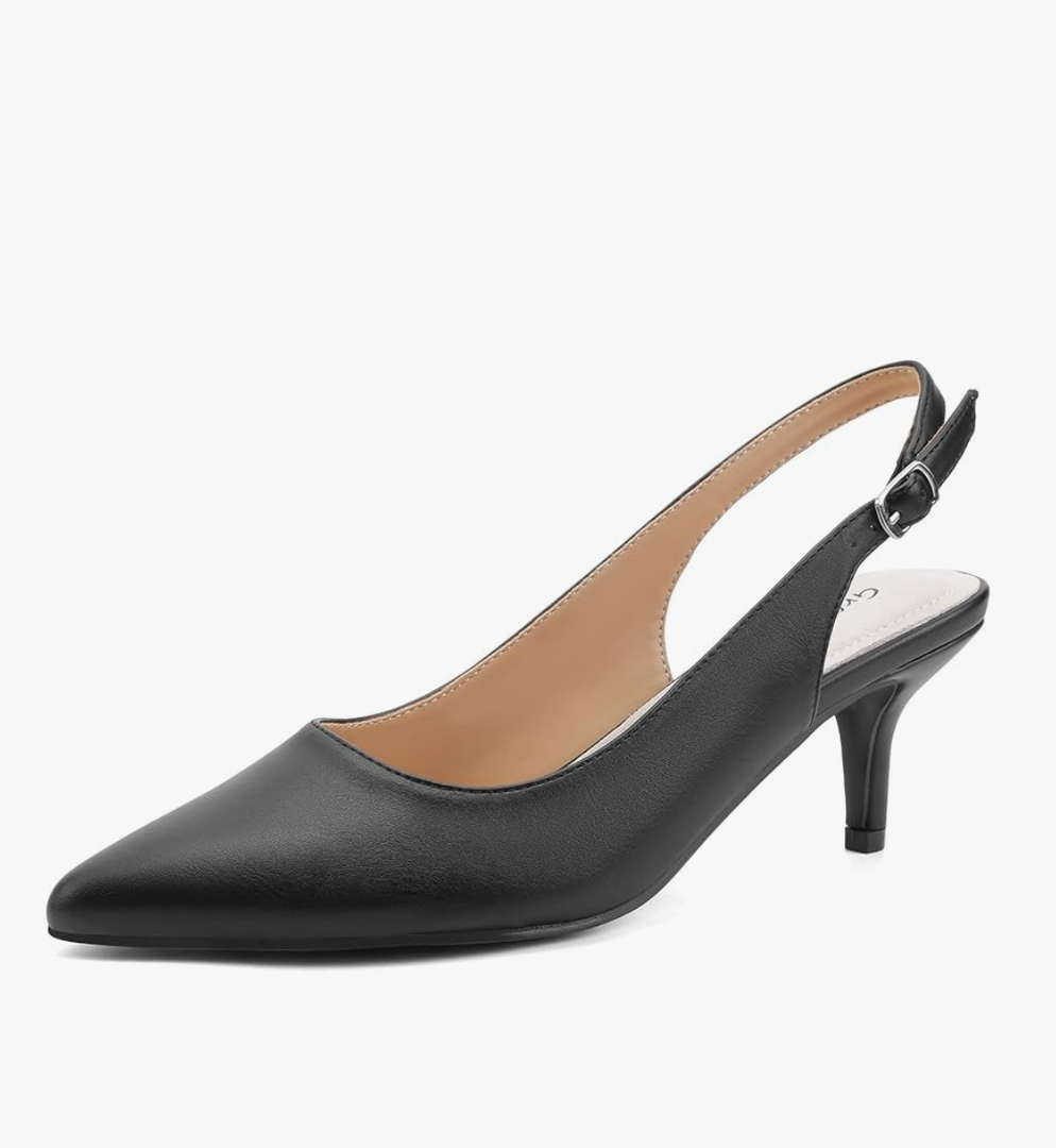 Greatonu Women's Slingback Kitten Heel Pointed Toe Dress Pumps Shoes 9