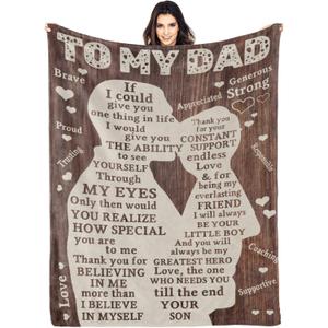 Fathers Day Blanket Gifts for Dad from Son, Best Dad Ever Blankets, Father Throw Blanket, 70" L x 50" W