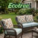 Outdoor Deep Seat Cushions 24x24x5 Inch, Waterproof Patio Chair Cushions, 2 Sets (4 Pcs: 2 Seat + 2 Back), Fade Resistant with Ties and Zipper for Garden,Floral Print