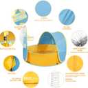 Peradix Paddling Pool for Kids & Pets, Kids Ball Pit Tent 3 in 1, Pop Up Wading Pool Tent with UV Protection Sunshade Canopy Basketball Hoop, Portable Beach Backyard Toys for Indoor Outdoor Activity