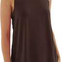 sissycos Women's Workout Racerback Tank Tops Loose Fit Sleeveless Athletic Shirts (Coffee Brown)