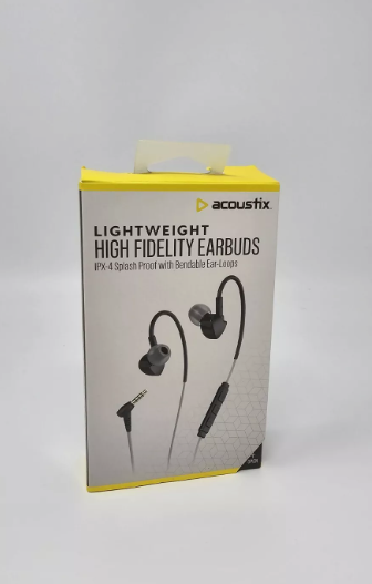 Acoustix High Fidelity Earbuds Lightweight Wired Headphones Mic IPX4 Splashproof Acoustix High Fidelity Earbuds Lightweight Wired Headphones Mic IPX4 Splashproof