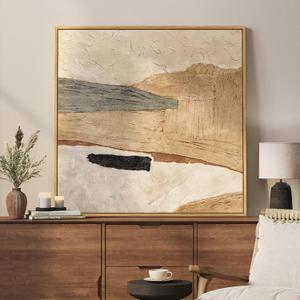 Framed Neutral Abstract Wall Art, Large Modern Canvas Prints Paintings Artwork for Walls, Minimalist Earth Tone Abstract Pictures for Living Room Lounge Dining Bedroom Office Wall Decor 30x30 In