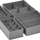 Amazon Basics Dresser Drawer Storage Organizer for Undergarments, Set of 4, Gray | Set of 4