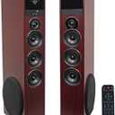 Rockville TM150C Powered Home Theater Tower Speaker System, Cherry Wood, 1000W, 10" Subwoofers, Bluetooth, USB/SD Playback, FM Radio, Remote Control, Karaoke Ready, Perfect for Home Entertainment