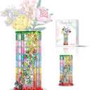 Flower Bulding-Blocks Vase Puzzle-Sets for Blossom Bouquet 10280 40725, Transparent Display Stand. 516 Pcs Home Decor for Mom, Valentines Day for Her, Birthdays for Women