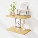 Dreamland 24" Floating Shelves for Wall, 12" Deep Slim Oak Floating Shelves, Wall-Mounted Shelves for Bedroom, Living Room, Kitchen, Bathroom - Set of 2, 24"L x 12"D x 1.3"H, Set of 2
