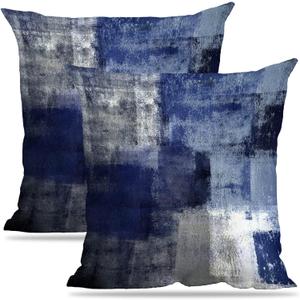 Set of 3 Blue Art Artwork Contemporary Decorative Gray Home Decorative Throw Pillow Covers Cushion Covers for Bedroom Sofa Living Room 18X18 Inches (18" x 18" (Pack of 2))