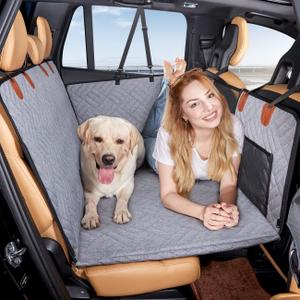 YJGF Back Seat Extender,Dog Seat Cover for Back Seat,Hard Bottom Car Seat Cover for Dogs,Dog Hammock for Car,Back Seat Pet Cover for DogsGrey,for Car/SUV/Small Truck