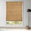 LazBlinds Cordless Bamboo Roman Shades, Privacy Blinds for Interior Windows, Room Darkening Roll Up Bamboo Blinds for Home & Patio, 28" W x 64" H, Highfield Teak