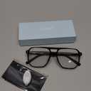 livho Vintage Aviator Blue Light Blocking Glasses, Fashion Oversized Frames with UV Protection Coating, Unisex Design (Black Briliant)