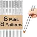 8 Pairs Metal Chopsticks Reusable 18/8 Stainless Steel Chopsticks Set Cute Laser Engraved Non-slip Japanese Korean Chinese Chopstick for Cooking Eating Dishwasher Safe 9.25" Chop Sticks Gift Set